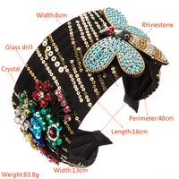 Women's Elegant Luxurious Flower Bee Cloth Inlay Artificial Crystal Rhinestones Glass Hair Band main image 2
