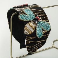 Women's Elegant Luxurious Flower Bee Cloth Inlay Artificial Crystal Rhinestones Glass Hair Band main image 1