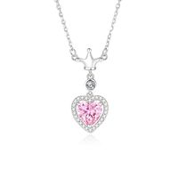 Ig Style Shiny Heart Shape Crown Sterling Silver Polishing Plating Inlay Zircon Pendant Necklace sku image 1