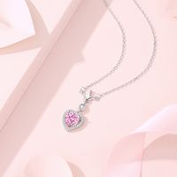 Ig Style Shiny Heart Shape Crown Sterling Silver Polishing Plating Inlay Zircon Pendant Necklace main image 5