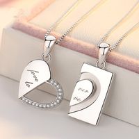 Wholesale Simple Style Heart Shape Copper Plating Zircon Pendant Necklace main image 3