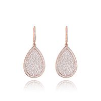 1 Pair Elegant Water Droplets Plating Inlay Copper Zircon Rose Gold Plated Drop Earrings main image 3