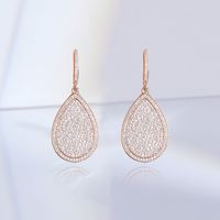 1 Pair Elegant Water Droplets Plating Inlay Copper Zircon Rose Gold Plated Drop Earrings main image 1