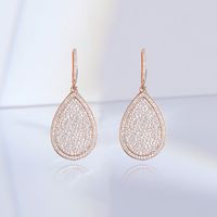 1 Paire Élégant Les Gouttelettes D'eau Placage Incruster Le Cuivre Zircon Plaqué Or Rose Boucles D'oreilles main image 1