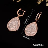 1 Pair Elegant Water Droplets Plating Inlay Copper Zircon Rose Gold Plated Drop Earrings main image 2