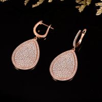 1 Pair Elegant Water Droplets Plating Inlay Copper Zircon Rose Gold Plated Drop Earrings main image 4