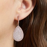 1 Pair Elegant Water Droplets Plating Inlay Copper Zircon Rose Gold Plated Drop Earrings main image 5