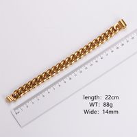 304 Stainless Steel 18K Gold Plated Hip-Hop Rock Cool Style Polishing Plating Solid Color Bracelets main image 2