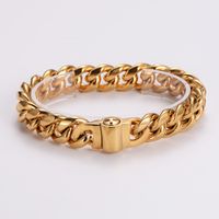 304 Stainless Steel 18K Gold Plated Hip-Hop Rock Cool Style Polishing Plating Solid Color Bracelets main image 3
