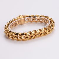 304 Stainless Steel 18K Gold Plated Hip-Hop Rock Cool Style Polishing Plating Solid Color Bracelets main image 4