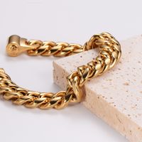 304 Stainless Steel 18K Gold Plated Hip-Hop Rock Cool Style Polishing Plating Solid Color Bracelets main image 5