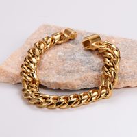 304 Stainless Steel 18K Gold Plated Hip-Hop Rock Cool Style Polishing Plating Solid Color Bracelets main image 1