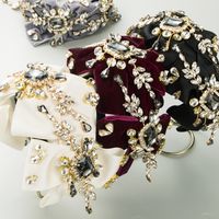 Women's Luxurious Shiny Bow Knot Cloth Inlay Rhinestones Glass Hair Band main image 1
