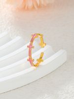 Edelstahl 304 18 Karat Vergoldet Einfacher Stil Emaille Überzug Kreuzen Offener Ring main image 1