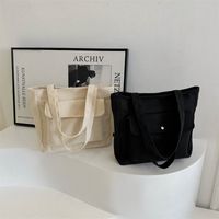 Women's Canvas Solid Color Basic Square Magnetic Buckle Underarm Bag main image 1