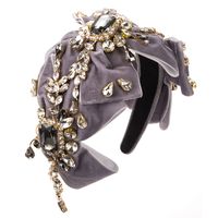 Women's Luxurious Shiny Bow Knot Cloth Inlay Rhinestones Glass Hair Band sku image 2