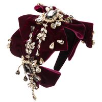 Women's Luxurious Shiny Bow Knot Cloth Inlay Rhinestones Glass Hair Band sku image 3