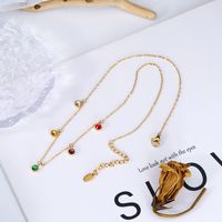 304 Stainless Steel 18K Gold Plated Vintage Style Plating Inlay Water Droplets Rhinestones Pendant Necklace main image 4