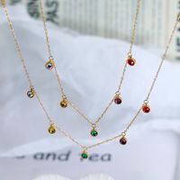 304 Stainless Steel 18K Gold Plated Vintage Style Plating Inlay Water Droplets Rhinestones Pendant Necklace main image 6