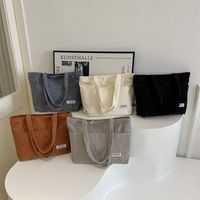 Women's Corduroy Solid Color Vintage Style Square Zipper Shoulder Bag main image 7