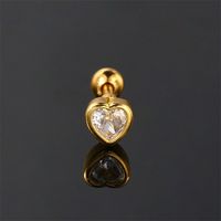 1 Piece Simple Style Heart Shape Plating Inlay Stainless Steel Copper Zircon White Gold Plated Ear Studs main image 3