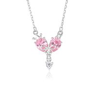 Ig Style Shiny Heart Shape Crown Bow Knot Sterling Silver Polishing Plating Inlay Zircon Pendant Necklace main image 6