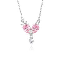 Ig Style Shiny Heart Shape Crown Bow Knot Sterling Silver Polishing Plating Inlay Zircon Pendant Necklace sku image 1