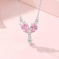 Ig Style Shiny Heart Shape Crown Bow Knot Sterling Silver Polishing Plating Inlay Zircon Pendant Necklace main image 7
