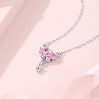 Ig Style Shiny Heart Shape Crown Bow Knot Sterling Silver Polishing Plating Inlay Zircon Pendant Necklace main image 5
