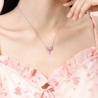 Ig Style Shiny Heart Shape Crown Bow Knot Sterling Silver Polishing Plating Inlay Zircon Pendant Necklace main image 3