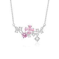 Shiny Flower Sterling Silver Polishing Plating Inlay Zircon Necklace main image 6