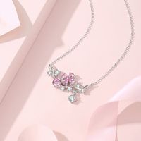 Shiny Flower Sterling Silver Polishing Plating Inlay Zircon Necklace main image 5