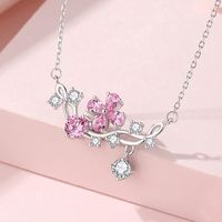 Shiny Flower Sterling Silver Polishing Plating Inlay Zircon Necklace main image 4