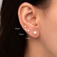 3 Pairs Simple Style Round Plating Inlay 304 Stainless Steel Artificial Pearls 14K Gold Plated Ear Studs main image 4