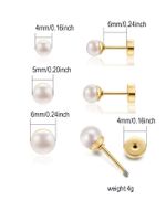 3 Pairs Simple Style Round Plating Inlay 304 Stainless Steel Artificial Pearls 14K Gold Plated Ear Studs main image 2