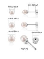 3 Pairs Simple Style Round Plating Inlay 304 Stainless Steel Artificial Pearls 14K Gold Plated Ear Studs main image 3