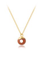 Stainless Steel 18K Gold Plated Simple Style Plating Inlay Round Natural Stone Pendant Necklace sku image 1