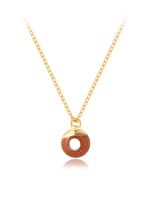 Stainless Steel 18K Gold Plated Simple Style Plating Inlay Round Natural Stone Pendant Necklace main image 7