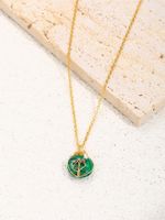 Stainless Steel 18K Gold Plated Simple Style Plating Inlay Round Natural Stone Pendant Necklace main image 5