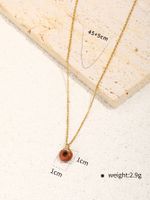 Stainless Steel 18K Gold Plated Simple Style Plating Inlay Round Natural Stone Pendant Necklace main image 3