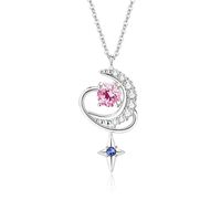 Ig Style Shiny Star Moon Sterling Silver Polishing Plating Inlay Zircon Pendant Necklace main image 6