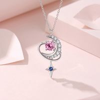 Ig Style Shiny Star Moon Sterling Silver Polishing Plating Inlay Zircon Pendant Necklace main image 1