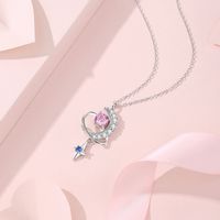 Ig Style Shiny Star Moon Sterling Silver Polishing Plating Inlay Zircon Pendant Necklace main image 5