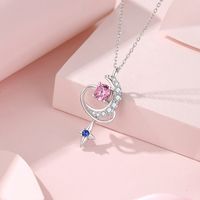 Ig Style Shiny Star Moon Sterling Silver Polishing Plating Inlay Zircon Pendant Necklace main image 4