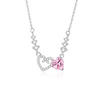 Simple Style Heart Shape Sterling Silver Polishing Plating Inlay Zircon Necklace sku image 1