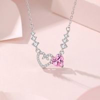 Simple Style Heart Shape Sterling Silver Polishing Plating Inlay Zircon Necklace main image 1