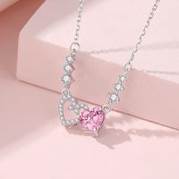 Simple Style Heart Shape Sterling Silver Polishing Plating Inlay Zircon Necklace main image 4