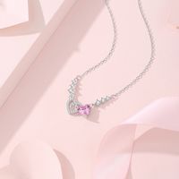 Simple Style Heart Shape Sterling Silver Polishing Plating Inlay Zircon Necklace main image 5