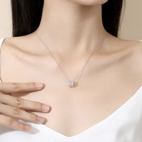 Casual Modern Style Commute Round Sterling Silver Polishing Plating Inlay Zircon Necklace main image 3
