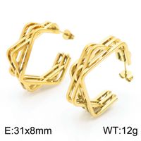 1 Pair Basic Geometric Solid Color Irregular Stainless Steel 18K Gold Plated Ear Studs sku image 2